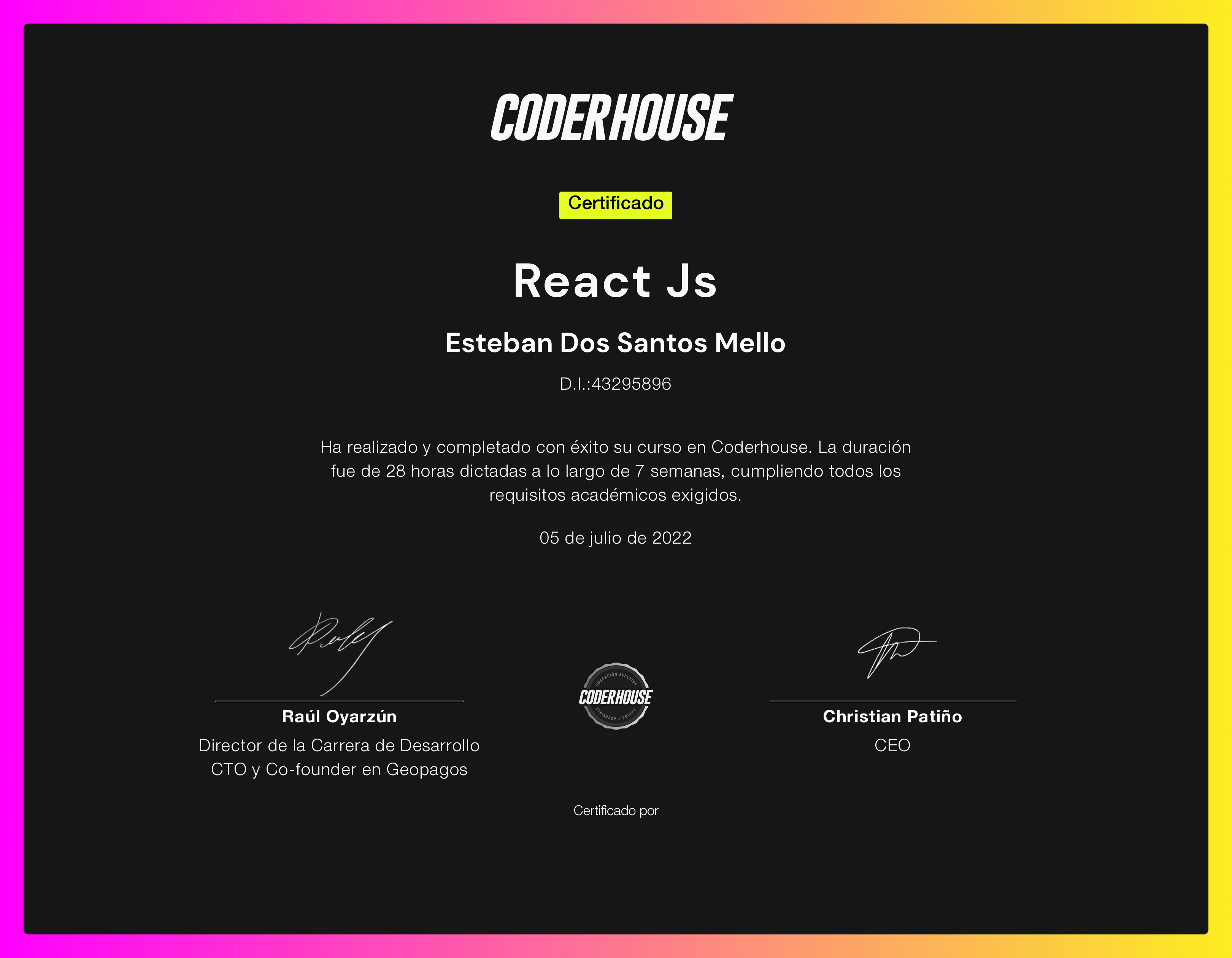 certificado desarrollo web